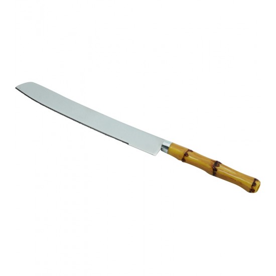 Faca Para Pao 31cm de Aço Inox Cabo Plastico Bambu